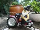 33cm Bad Biker Gnome Bone Tattoo Bike Outfitted GARDEN Ornament Figurine Statues