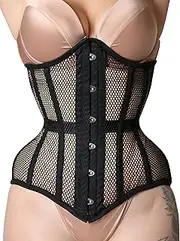 [Corsets Island] Womens Heavy Duty Corset Waist Trainer Corset Underbust Steel Boned Mesh Black Corset