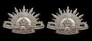 Australian Commonwealth Military Forces Collar Badges Hallmarked Silver