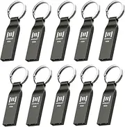 [mosDART] Waterproof 32GB USB2.0 Flash Drive, FAT32 Metal Memory Stick with Keychain, for System Back, Data Storage, Titan Grary(Pack of 10)