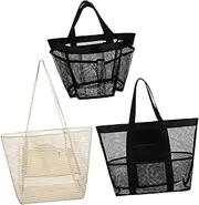 [BESPORTBLE] 3pcs Lightweight Mesh Beach Tote Bag Durable Handbags for Travel Pool and Camping Stylish and Portable Beach Essentials with Comfortable Handles
