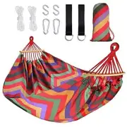 Double Hammock 600Lb-2 Person Soft Canvas Fabric Brazilian Hammock Tree Strap-Po