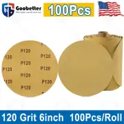 6 in 120 Grit PSA Sanding Disc Sticky Back Sandpaper 100 Roll Adhesive DA Sander