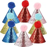 PENIKOKO 8Pcs Small Dog Birthday Party Hats Cute Costume Accessories for Dogs and Cats for Pet Birthdays Lightweight and Portable Includes and Hats