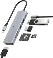 USB C Hub, TOTU 6-in-1 Hub, TOTU 6-Port USB-C Adapter Featuring 4K HDMI, Memory Cards, USB 3.0 & 100W Power Delivery for MacBook Pro/Air and More