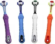 4 Pack Three Sided Pet Toothbrush Dog Toothbrush, Soft Silicone Pet Dental Care