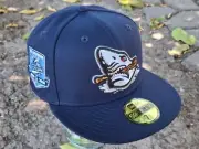 Topperz New Era 7 1/2 Myrtle Beach Pelicans Cap Hat Shark Jaws 20th Blue Milb SC