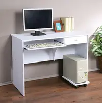 在飛比找Yahoo!奇摩拍賣優惠-100公分防潑水電腦桌(附抽+鍵盤架+主機架)書桌 工作桌 