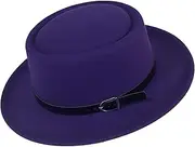 [Cotilafi] Pork Pie Hat Flat Top Fedora, Vintage Panama Hat, Classical Jazz Party Hat, Outdoor Travel Street Jazz Hat Sun Hat
