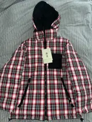 NWT HEMSWORTH REVERSIBLE DOWN JACKET Coat BURBERRY Bright Red Black Checker XS M