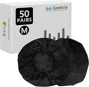 Geekria 50 Pairs Individually Wrapped Disposable Headphones Ear Cover for Over-Ear Headset, MRI Headset Earcup, Stretchable Sanitary Ear Pads Cover, Hygienic Ear Cushion Protector (M/Black)