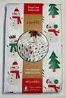 COLORDRIFT EASY CARE TABLECLOTH SNOWMEN TREES 60 X 84 LINEN BLEND FABRIC NIP