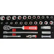 Sidchrome SCMT31228 28pce 1/2” Drive Met/AF Socket Set In Form Module Tray