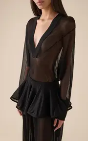 [ALAÏA] Hooded Knit Bodysuit