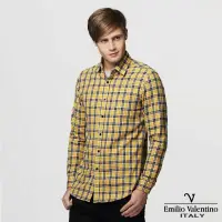 在飛比找Yahoo奇摩購物中心優惠-Emilio Valentino 范倫提諾水洗格紋襯衫-黃