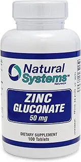 Natural Systems Zinc Gluconate 50 mg | Supports Your Immune System | Enhances Bone and Muscle Strength | Elemental Minerals for Your Diet | Great Nutrition Supplement