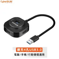 在飛比找momo購物網優惠-【CyberSLIM】U3RUB4 四合一 USB HUB 