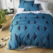 Accessorize Bedroom Collection King Blue Aster Digital Printed Cotton Quilt Cover Set