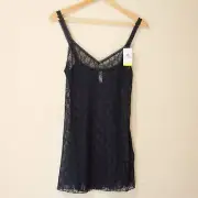 NWT b.tempt'd Black Lace Kiss Chemise Slip Dress Nightgown Sheer Size M #p56-21