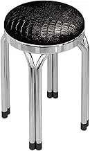 Stainless Steel Stacking Round Bar Stools, Home Restaurant Practical Stool with Non-Slip Feet for Home Office Living Room Indoor-Outdoor Stackable Stools Set of 4,Black