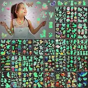 400 Pieces Glow Temporary Tattoos for Kids Waterproof Luminous Mixed Style Cartoon Tattoo, Unicorn Dinosaur Mermaid Animal Fake Tattoo Stickers Party Supplies, 30 Sheets