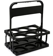 Drink Carrier - 6-Pack Reusable Foldable Plastic Cup Holder with Handle, Beer Bottle Organizer (Black)