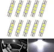 leediga 10 PCS Car 28mm LED Bulb Kit, 5050 3SMD Super Bright Sunshade Makeup Light Car Roof Reading Light, Plug and Play IP65 Waterproof 50000H Long Life Bulb Replacement, Universal for Cars (White)