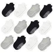 Non Slip Toddler Socks 12 Pairs Infant Baby 1-3T 01 12 Pairs Black/Grey/White