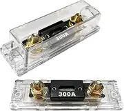 Ohleats 2 PCS ANL Fuse Holder with ANL Fuse, 0/2/4 Gauge AWG in-Line ANL Fuse Holder with 300 Amp Fuse, ANL Fuse & Fuse Holder Block for Alarm Audio Amplifier, Car Accessories (300A)