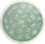 Round Rug, 47x47 Imitation Cashmere Alphabet Rug with Non-Slip Backing Soft Plush Children Educational Learning Round Carpet for Playroom Living Room Bedroom Home Decor Rug/5747