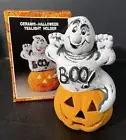 Vintage Halloween Ghost and Pumpkin Candle Holder Decoration Ceramic Kmart