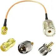 ROBAUN SMA MaleTo UHF Female Coaxial Coax Cable RG316 30cm + 3pcs Adapter Kit SMA to SO239/PL259 Connector