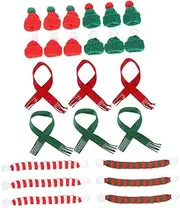 1 Set Mini Christmas Knitted Hat and Scarf Set Christmas Bottle Cover Mini Knitted Hat Doll Hats Mini Doll Accessories Christmas Decorative Doll Hats Mini Hats for Crafts