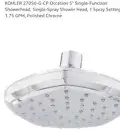 Kohler 27050-G-CP Polished Chrome 5" Showerhead 1.75GPM Hexagonal