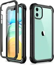 Dexnor Compatible with iPhone 11 Case 6.1 Inch, 360 Degree Full Body Shockproof Protective Cover (2020 Release) with Built-in Screen Protector - Black