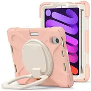 StylePro Tough Kids Case for iPad 9th generation, Shockproof Cover With Rotating Stand, 10.2", Rose