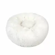 White - Dog & Cat Donut Plush Calming Bed - Anti Anxiety Bed - Comfort Pet Bed