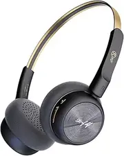 iKF R1 Wireless On-Ear Headphones Bluetooth 5.4 Lightweight Retro Headphones 60H Playtime, Multipoint connectivity, APP Volume Control, Built-in Microphone, for School, Travel, Commuting (Black Gold)
