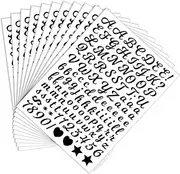 NATZERAT 1768 Pieces 15 Sheets Letter Stickers, 0.5 Inch Small Deco Stickers Waterproof Alphabet Stickers,1/2" Half in Mailbox Sticker Vinyl Stick On Letters for Mailbox,Window,DIY (Cursive,Black)