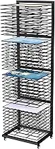 MOOFI Art Drying Rack with 36 Removable Shelves and Lockable Wheels Painting Drying, Canvas Art Storage Rack for Classrooms, Art Clubs, Art Studio, 13 3/4" D x 17 1/2" W x 55 1/2" H - Black