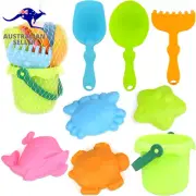 8 Pcs Buckets and Spades Beach Sand Pit Toys for Kids, Beach Water Play Toys Set