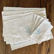 NWT Gevalia Kaffe Light Yellow Embroidery Monogram “ L” Placemats/Napkins Set 4