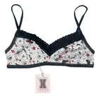 Savage X Fenty Womens Size M Cotton Essentials Lace Trim Bralette Holiday Print