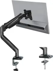BONTEC Single Monitor Desk Mount Adjustable VESA Clamp Grommet Base Black
