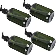 IWOWHERO 4Pcs Wear Resistant Press Type Cosmetic Bottles for Travel Green Refillable Lotion Bottles with Flat Nozzle Pump for Daily Life and Vacations