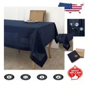 Luxury Navy Linen Tablecloth - Handcrafted for Weddings & Celebrations 84"x60"