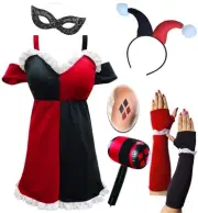 Plus Size Harlequin Deluxe Costume Set (Dress/Arms w/Deluxe Kit 5X)