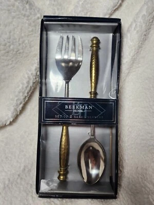 Beekman Home Two Piece Serving Set Salad Serving Set, NIB 12" EACH