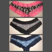 Victoria's Secret Stretch Cotton Lace Trim Cheeky Panty Size Small & Medium