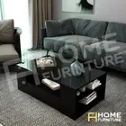 100cm Coffee Table Storage Shelf Gloss Wooden 2 Drawer Living Furniture Black
